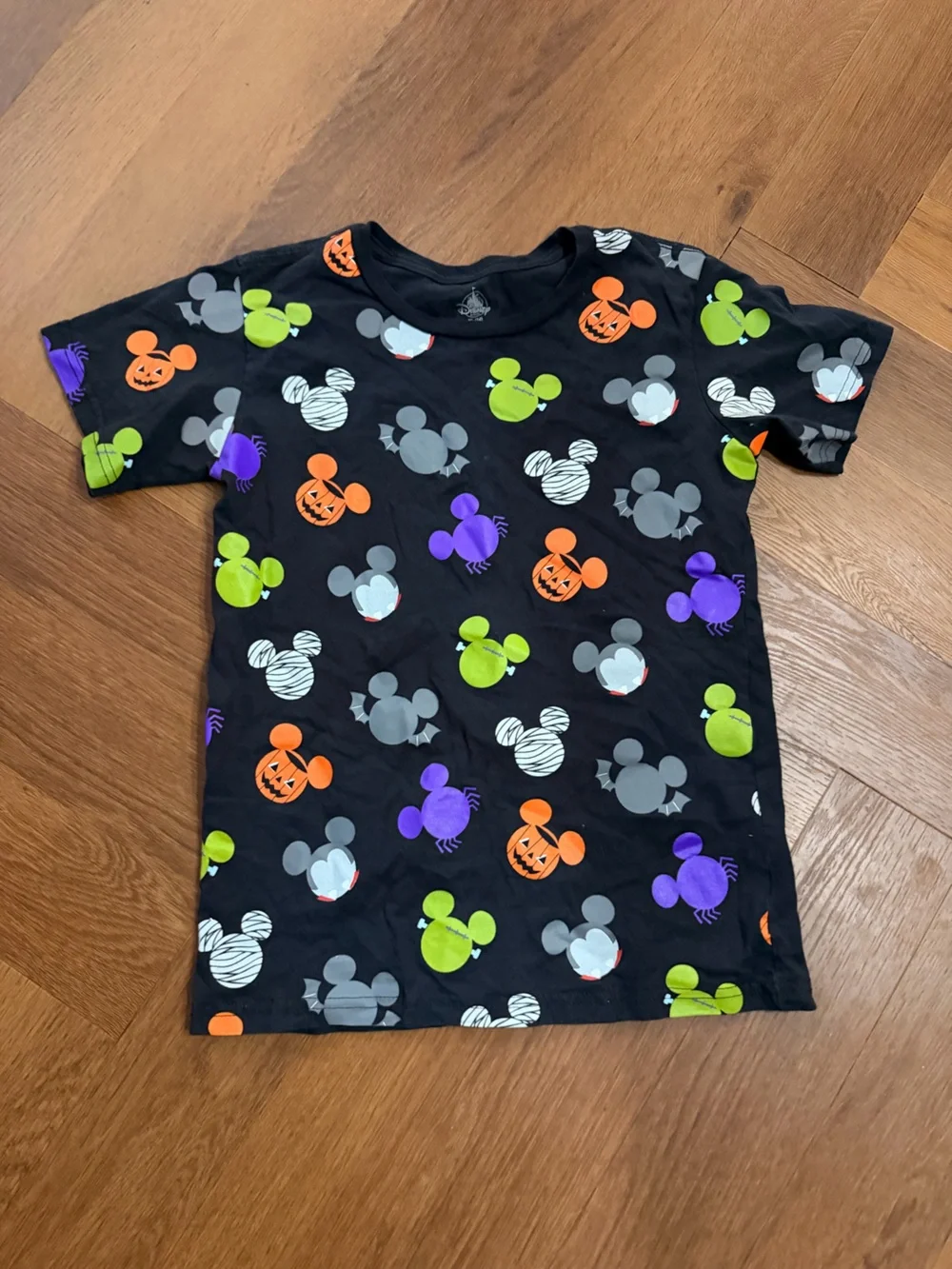 Disney Parks Mickey Mouse Halloween Shirt Youth XL 14 Black Allover Print